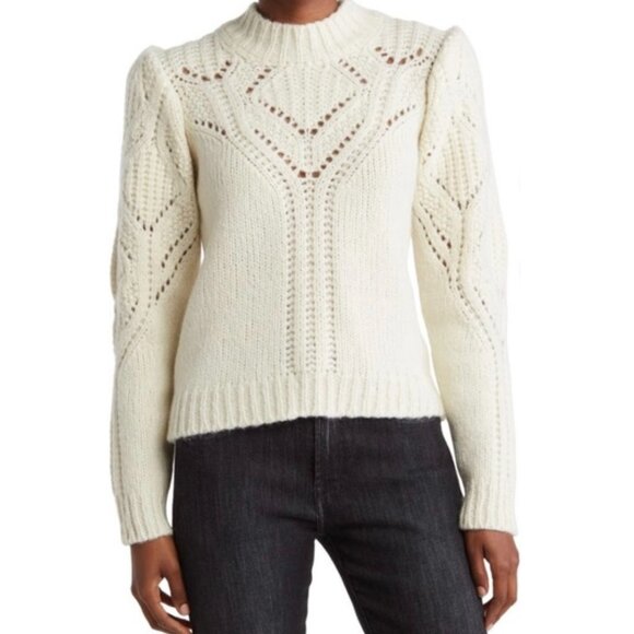 NEW Ba+Sh Ivory Talio Open Knit Sweater M - Picture 1 of 7